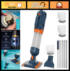 Cordless Pool Vacuum with Ultra Fine Filter, 18.9GPM Suction, 1H Runtime, Handhe