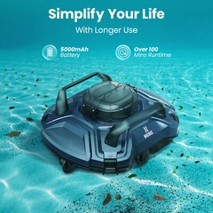 Cordless Robotic Pool Vacuum Cleaner Automatic Intelligent Navigation Self-Park