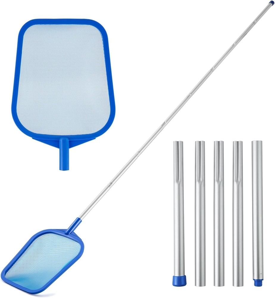 Pool Skimmer Pool Skimmer Net W/ 5 Section Adjustable Telescopic Aluminum Pole