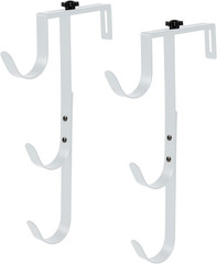 2Pcs White Pool Pole Hangers, Adjustable Heavy Duty Swimming Pool Fence Hooks fo
