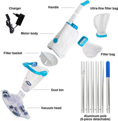 Cordless Handheld Pool Vacuum, 89&Prime; Reach, 18.5 GPM Suction, 60 Min Runtime