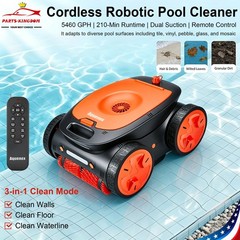 New Cordless Robotic Pool Cleaner Dual Suction with Remote Control, 5460GPH