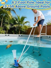 Complete 3-in-1 Pool Cleaning Solution for Above Ground Pools with 6.2ft Pole