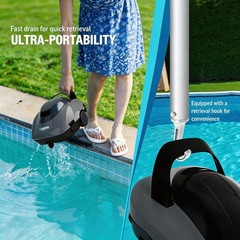 Robotic Pool Cleaner, Cordless Pool Vacuum with Powerful Suction