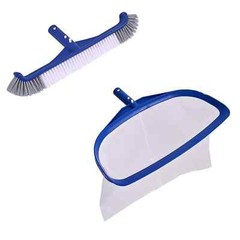 POOLAZA Pool Set- Skimmer Deep Net 10&Prime; x 13.2&Prime; x 17.5&Prime; & 17.3&Prime; Pool Brush Head
