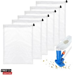 6 Pcs Replacement Mesh Bag – 9 x 12.2 Inch Pool Leaf Vacuum Net with Pull & L…