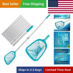 11.5 Foot Swimming Pool Leaf Skimmer Net with Telescopic Aluminum Pole, 8 Sec…