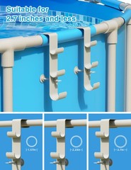 Pool Hooks for Poles – Adjustable 3-Hook Pool Pole Hanger for Above Ground Po…