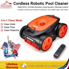 5460GPH Cordless Robotic Pool Cleaner, with Remote Control, Max Depth 9.8ft