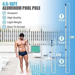 Professional 16 Foot Telescopic Aluminum Swimming Pool Pole – Attach 16ft