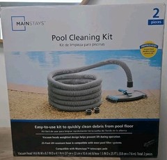 Mainstays Pool Vacuum Kit 2-Piece 25ft UV-Resistant Hose+Swivel Head 1.25&Prime;/1.5&Prime;