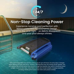 Solar Powered Robotic Pool Skimmer, Automatic Cleaner, 24/7 Battery, Blue
