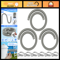 Heavy Duty Pool Hoses 1.25&Prime; x 59&Prime; – 3-Pack, UV Resistant, Leak-Proof with Clamps