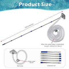 Above-Ground Pool Vacuum Cleaner with Telescopic Pole & 13ft Hose, Handheld Kit