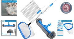 3-Piece Pool Cleaning Kit with 10 ft Pole & Ultra Fine Skimmer Net for Spas