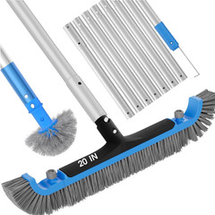 2 in 1 Pool Brush with Poles 10Ft – 20 » Heavy Duty Swimming Pool Brush & Multif