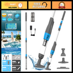 4-in-1 Cordless Rechargeable Pool Vacuum for Spa & Hot Tub, 90 Min Run Time, 12