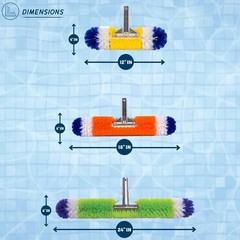 3 Pack Pool Brush 360 Degree Bristles 12 18 24 Inch Swimming Spa Cleaner Tool