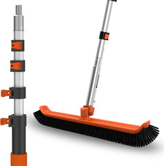 LAANPOLE Pool Brush with Pole, 16FT Heavy Duty Telescopic Pool Pole with 18&Prime; Poo