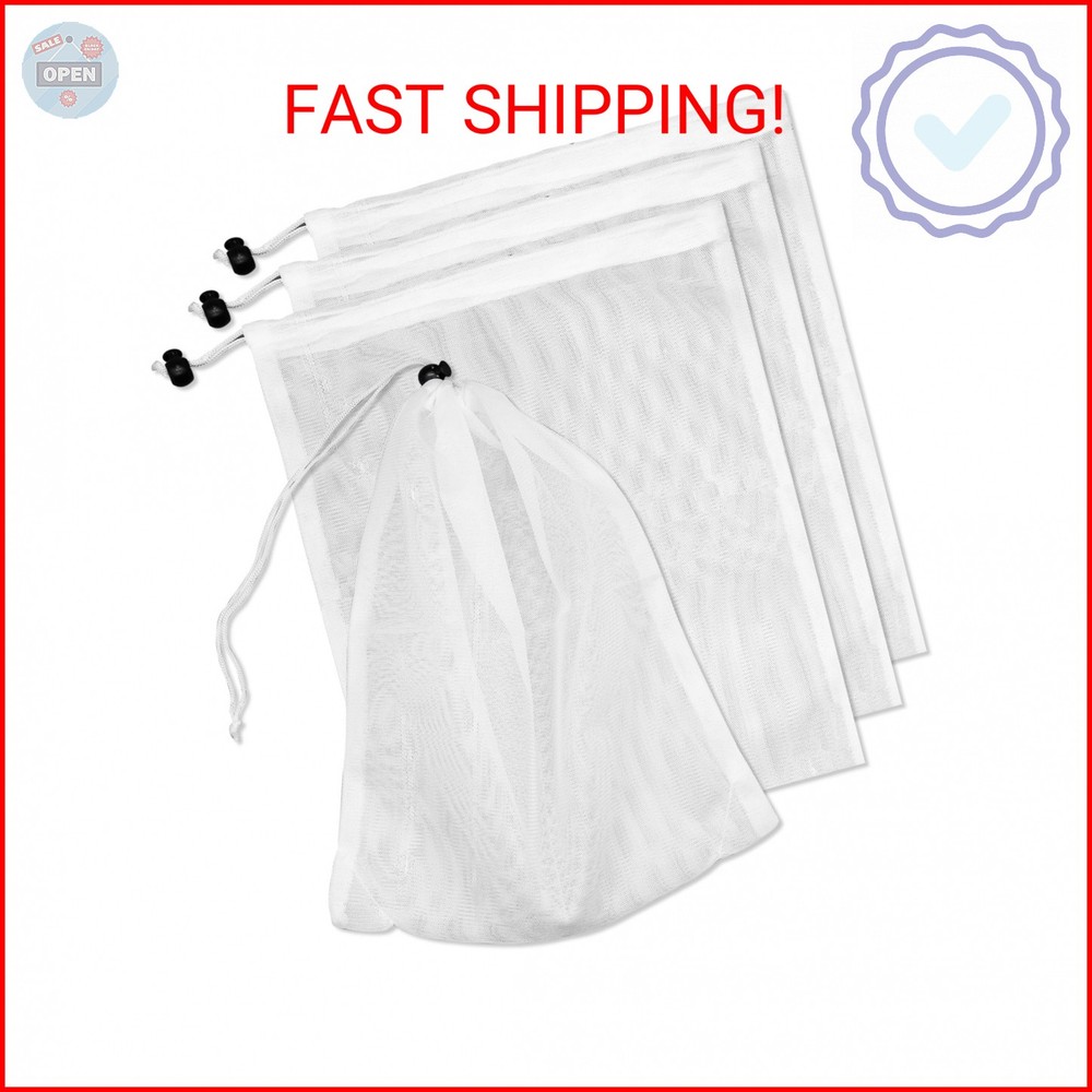 4Pcs Pool Vacuum Replacement Mesh Bag, Pool Leaf Vacuum Net Bag Fine Mesh with L
