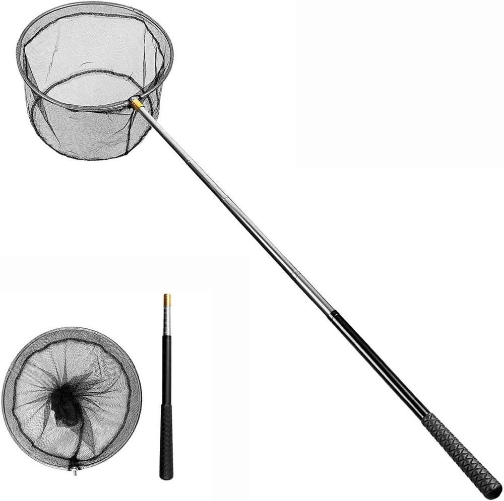 Pool Skimmer Net with Stainless Steel Telescopic Pole,58 Extendable Leaf Skimmer