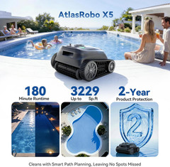 X5 Robotic Pool Vacuum for Inground Pools, Cordless Cleaner W/Smart Navigation,