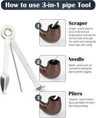 Joyoldelf Tobacco Pipe Set, Short Handle Curved Smoking with brown