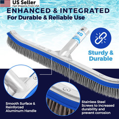 40 Heavy Duty Pool Brush – 18-inch Extra-Wide Metal Head 1-Pack, Gray