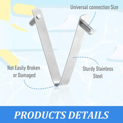 6 Pcs Pool Brush Clips, V-Shaped 304 Stainless Steel Pool Pole Clips, Double