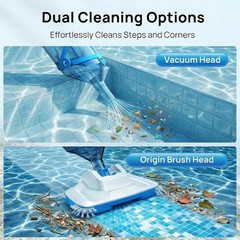 Pool Vacuum Rechargeable 18.5 GPM Suction, 13.4&Prime; Head, 60-Min Runtime