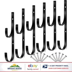 Metal Brackets for Pool Tools, Includes 6 Hooks and 12 Screws for Installation