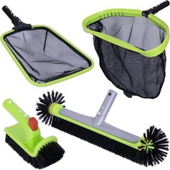 All-in-One Pool Cleaning Kit | Skimmer Net + Scrub Brush for Leaves & Debris