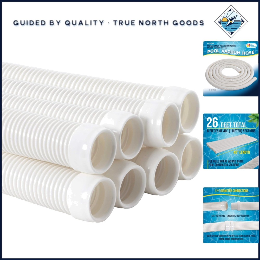 Complete Pool Vacuum Hose Set, 40 Inch Sections Designed for Most Cleaner Brands