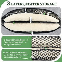 3-Layer Cargo Net Zipper Bag Truck Bed Net for for Honda Ridgeline 2017-2026