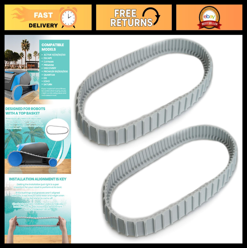 2 Pack Replacement Gray Tracks for Dolphin Robotic Pool Cleaners – Part 9983152-