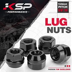KSP 3/8&Prime;-24 Open Lug Nuts for ATV UTV Studs, 17mm Hex 3/8&Prime;-24-Hex 17mm Black