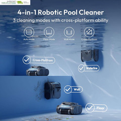 Robotic Pool Cleaner with Superior Suction, Smart Navigation, APP Control, Wall