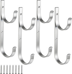 Pool Pole Hanger,4 Pcs Silver Aluminum Pool Hooks for Poles,Rakes,Skimmers,Nets,
