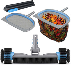 4-In-1 Deluxe Swimming Pool Cleaning Kit – Includes Detachable Pool Brush, Heavy
