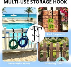 2 Pack Upgraded 3-Tier Pool Fence Hooks Pool Equipment Adjustable Heavy Duty