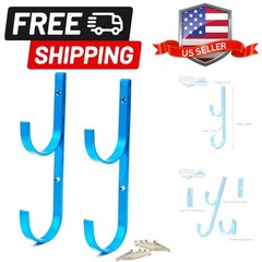 Swimming Pool Aluminum Pole Hanger Set, Blue, 1-Pack 2 Hooks, for Telescoping…