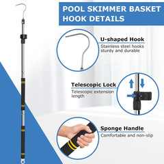 Pool Retrieval Hook for Robotic Pool Cleaner, 37&Prime; to 79&Prime; Hook for Robotic Pool C