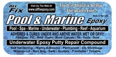 All Fix H2O EPOXY PUTTY Pool Repair Tile Gunite Stone Concrete Fiberglass Leaks