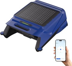 V12 Solar Pool Skimmer Robot Automatic Surface Cleaner App WiFi Remote Blue