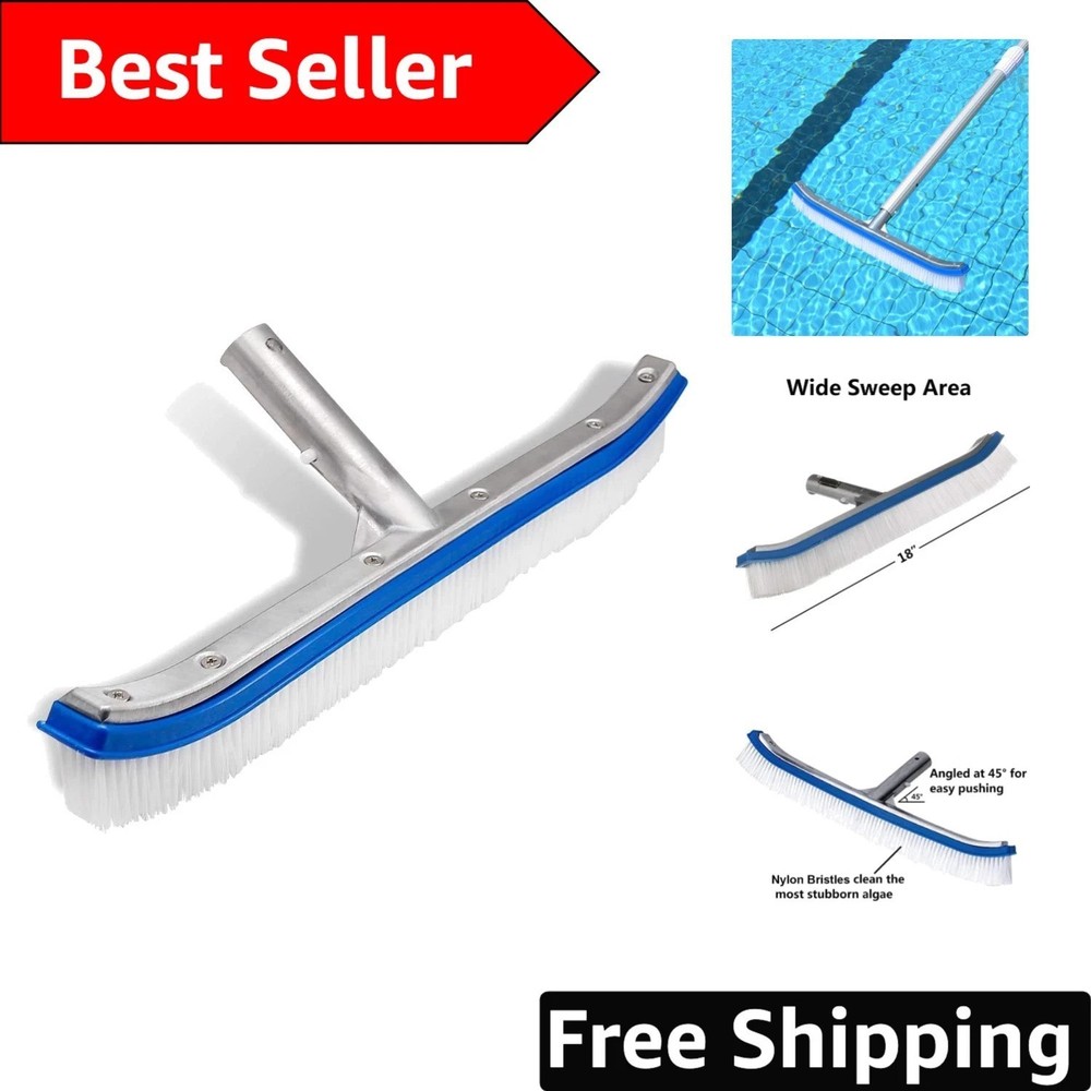 Effortless Cleaning with 18&Prime; Nylon Bristle Pool Brush – Ideal for Walls & Tiles