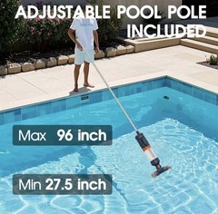 AQUAFYSH Cordless Pool Vacuum 25 Micron Fluff Ultra Fine Filter True Powerful
