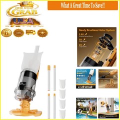 Cordless Pool Vacuum Handheld with Telescopic Pole 30 GPM Suction Rechargeabl…
