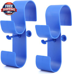 Poolside Pool Leaf Skimmer Net Holder, Swimming Pool Pole Hanger Hooks, 2 Hooks