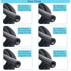 Silicone Vacuum Hose Kit 6PCS 5FT 1/8&Prime; 5/32&Prime; 3/16&Prime; 1/4&Prime; 5/16&Prime; 3/8&Prime; ID 5FT 6PCS