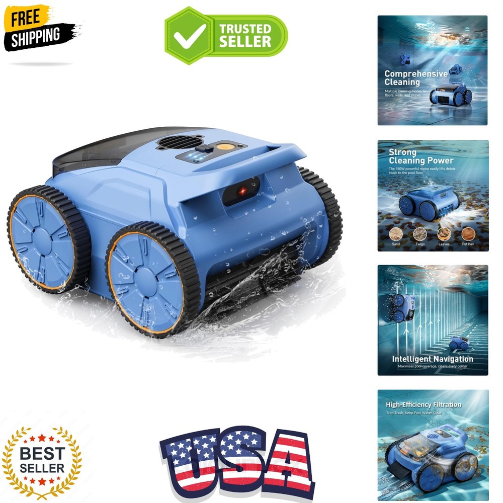 Cordless Robotic Pool Cleaner, 180 Mins Runtime Self-Parking Pool Vacuum for …